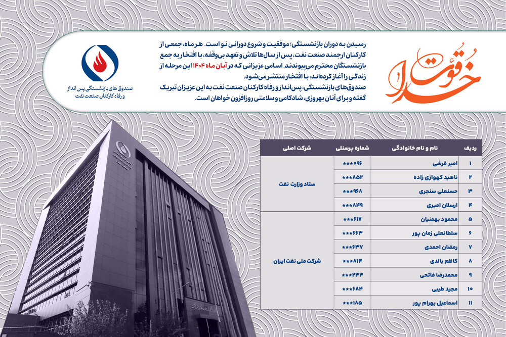 بازنشستگی با افتخار؛ معرفی همکاران گرانقدر آبانماه ۱۴۰۴